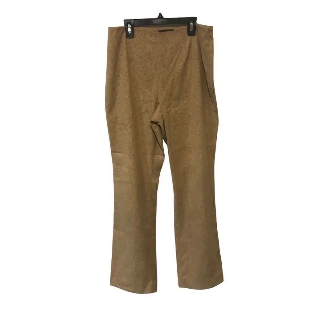 Harold's Size 10 NWT Tan Damask Patterned Side Zip Pants